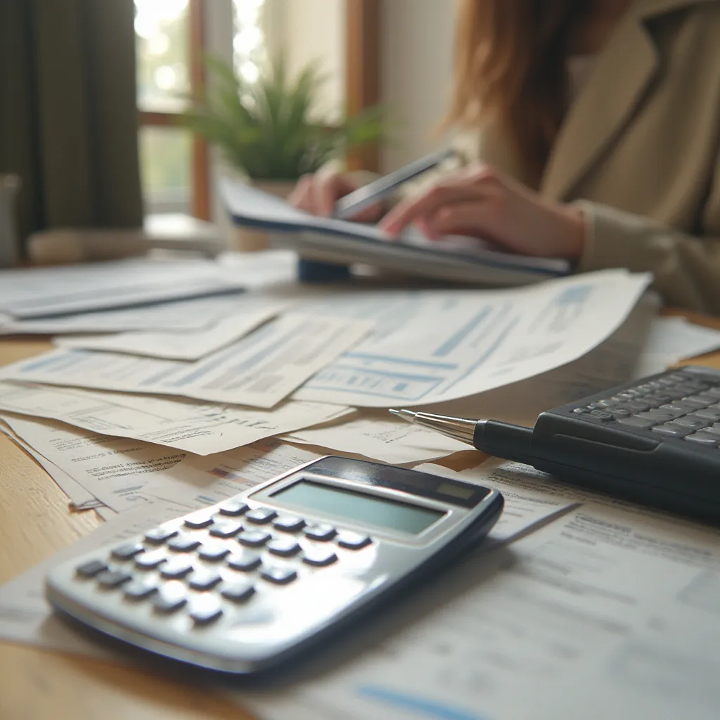 Personne utilisant une tablette pour consulter des informations fiscales, avec des graphiques